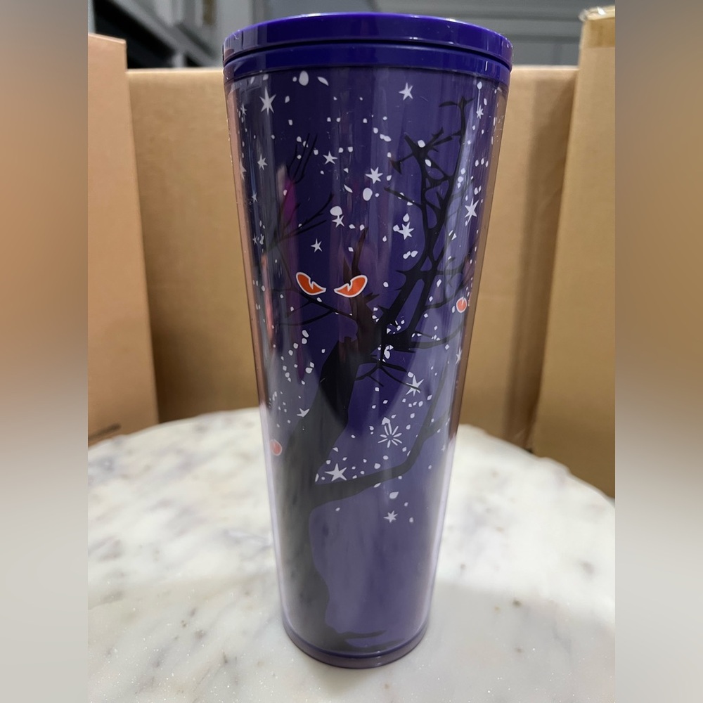 Starbucks Halloween 2022 Tree & Eyes Glow in the Dark Cup  24oz NO STRAW